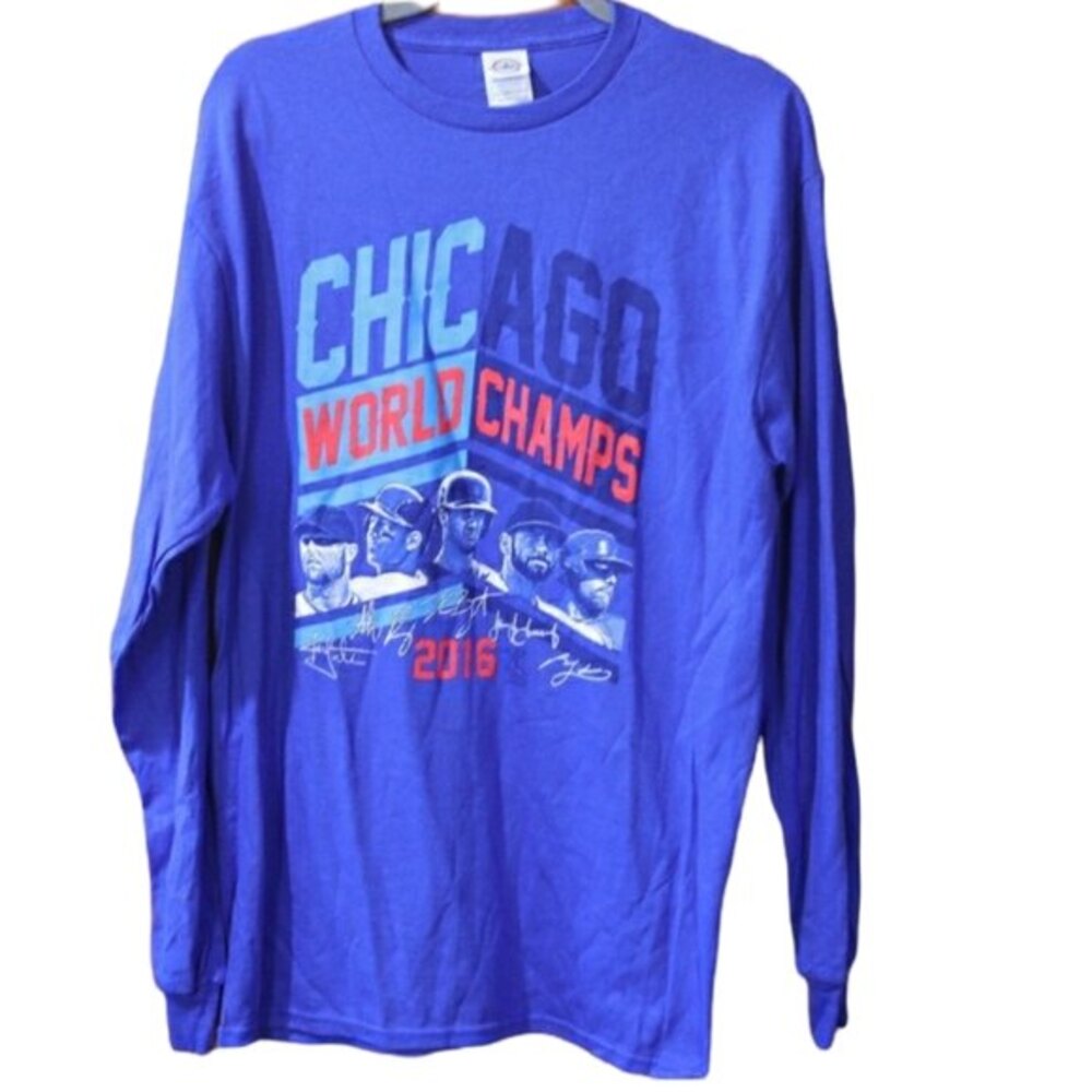 Delta Pro Weight Blue Long Sleeve Chicago Cubs World Champs 2016 LG